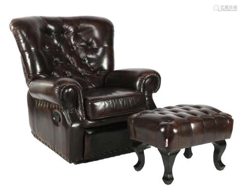 Chesterfield armchair and footstool