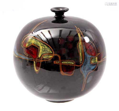 Earthenware ball vase, marked Verzolini