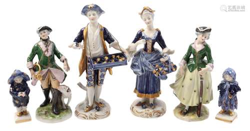 6 porcelain statues, Volkstedt Rudolstadt