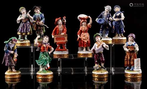 10 porcelain figurines, Volkstedt Rudolstadt