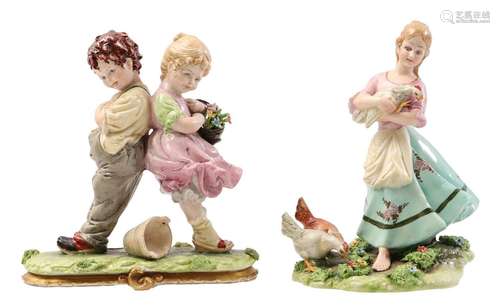 2 porcelain statues, Capidimonte