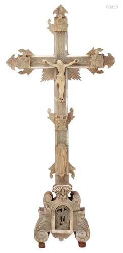 Standing wooden crucifix