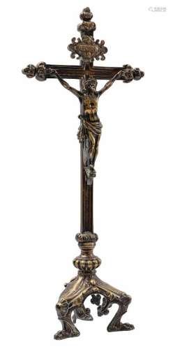 Brass standing crucifix