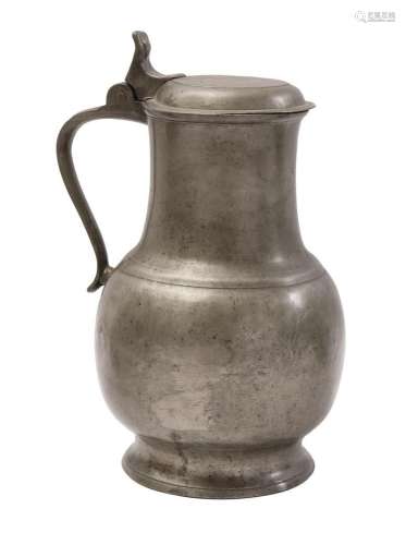 A large model pewter lidded jug