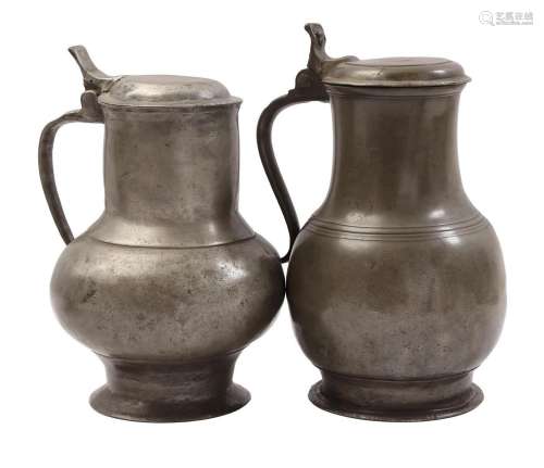 2 Tin lidded jugs