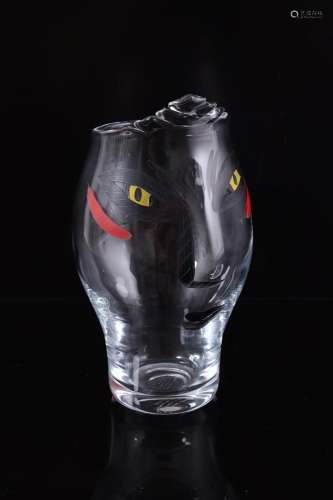 Glass vase in the shape of a face