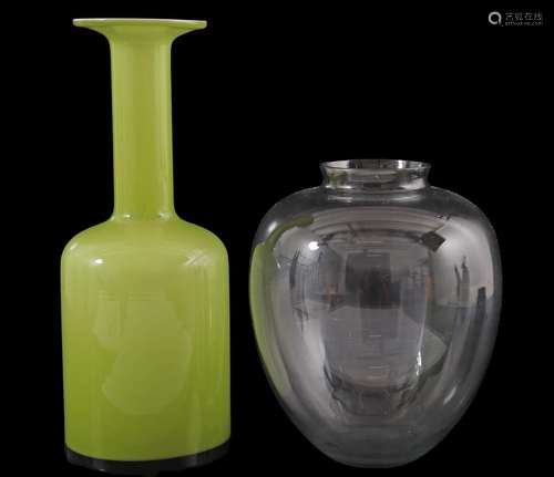 Green bottle vase