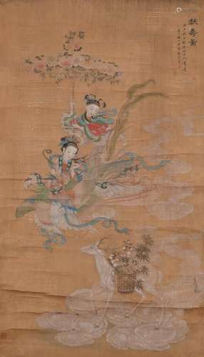 A large Chinese painting of immortals