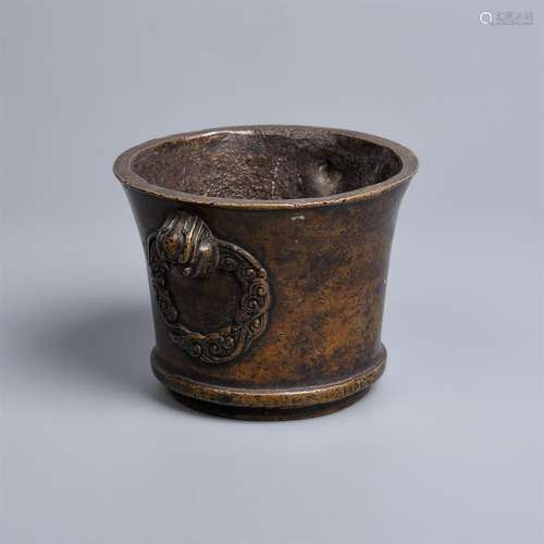 A Chinese bronze twin handled censer