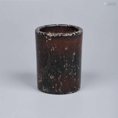 Y A Chinese huanghuali cylindrical brush pot