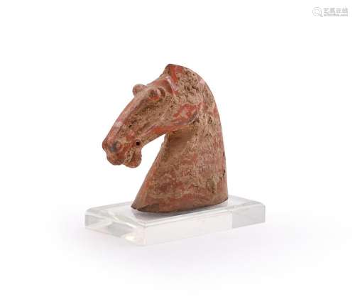 A Chinese red earthenware pottery horses head