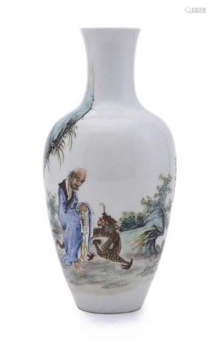 A Chinese famille rose 'Luohan' bottle vase