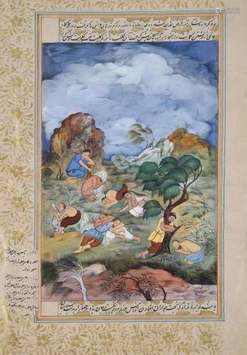 A decorative group of Qajar watercolours