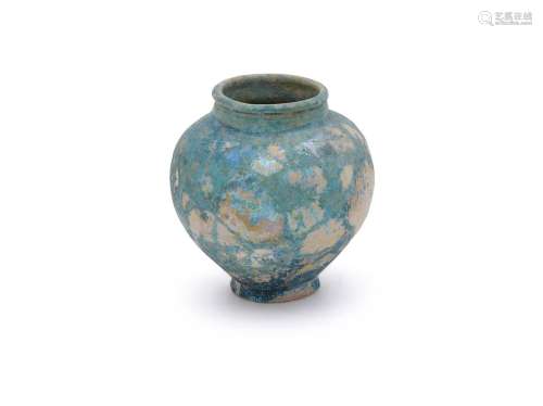 An Kashan type fritware turquoise glazed vase