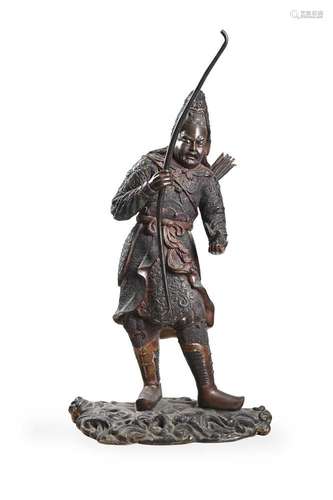 A large bronze model of a warrior