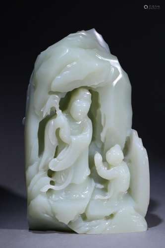 Hetian Jade Boy Worshiping Avalokitesvara Ornament