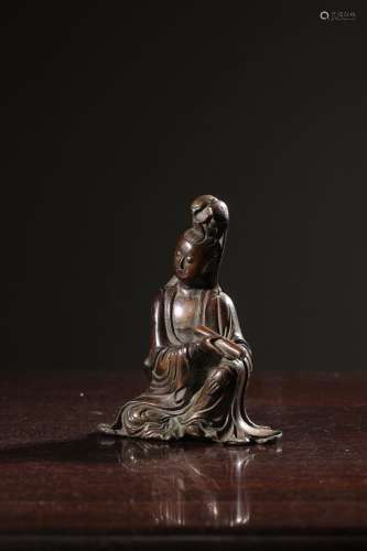 Bronze Sutra Holding Avalokitesvara Seated Statue
