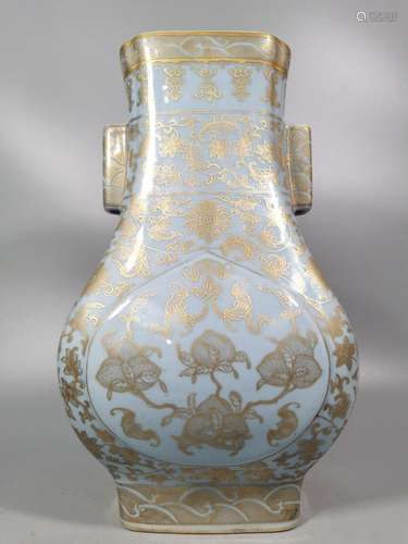 Azure-painted gold pierced ear bottle