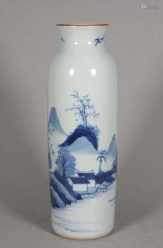 Blue and white landscape bottle