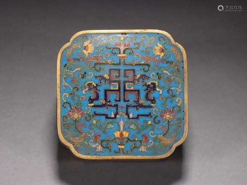 Copper-bodied cloisonne entwined branch lotus-patterned lid ...