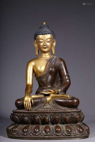 Gilt bronze statue of Shakyamuni