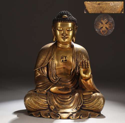 明精铸铜胎释迦牟尼佛坐像