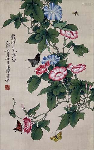 于非闇（1889-1959） 花卉蝴蝶 立轴 绢本