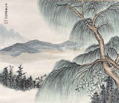 吴湖帆（1894-1968） 山水 立轴 日本回流 纸本