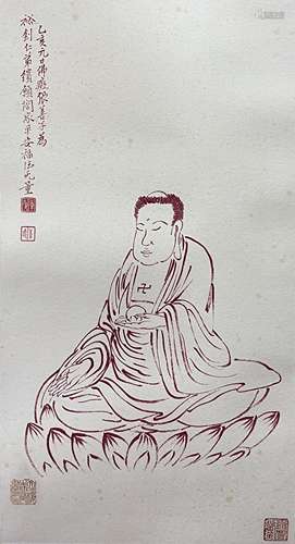 张善子（1882-1940） 佛像 镜片 纸本