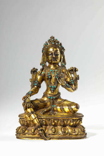 A Gilt Bronze Statue Of Tara