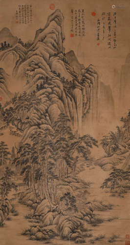 Chinese ink painting Wang Shimin's paper-based landscape pai...