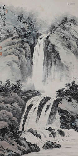 Chinese ink painting Huang Junbi paper based landscape paint...