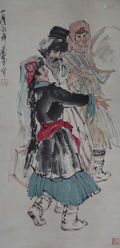 Chinese ink painting of Huang Zhou's paper characters