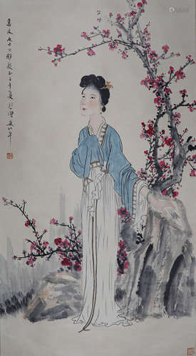 Chinese ink painting Xu Beihong's paper-based figure