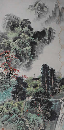 Chinese ink painting, Song Wenzhi paper based landscape pain...