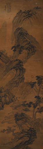 Chinese ink painting Tang Yin's silk landscape painting