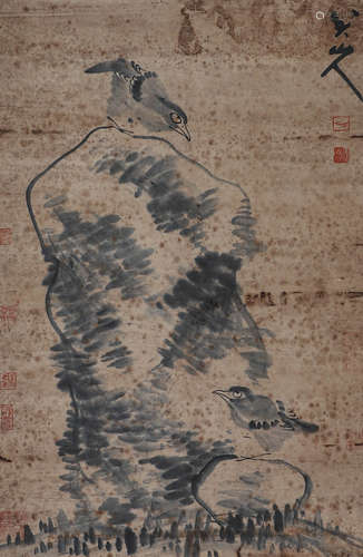 Eight Paper Birds in Chinese Ink Painting