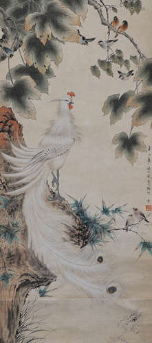 Chinese ink painting with Yan Bolong paper for bird exchange