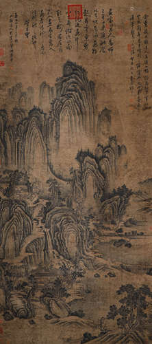 Chinese ink painting Dong Qichang's paper-based landscape