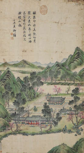 Chinese ink painting Qian Weicheng's silk landscape