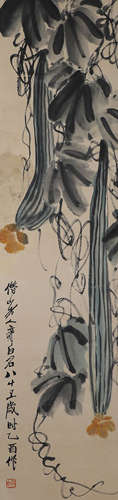 Chinese ink painting Qi Baishi's paper towel gourd