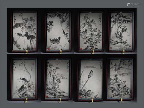 Chinese ink painting Bada Shanren paper-based flower and bir...