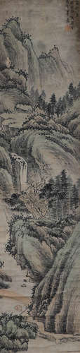 Chinese ink painting, He Weipu, paper based landscape painti...