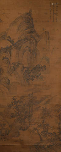 Chinese ink painting Tang Yin's silk landscape painting