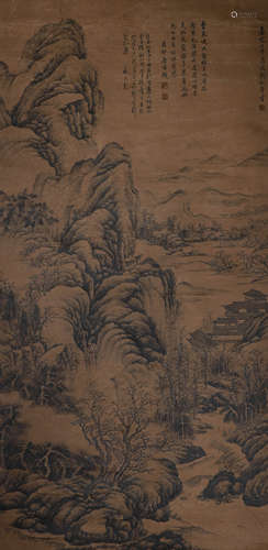 Chinese ink painting Tang Yin's paper based landscape painti...