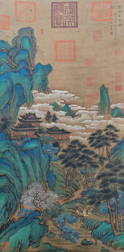 Ancient Chinese Ink Painting Xu Daoning's Silk Cloud Pavilio...