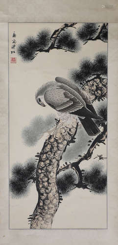 Chinese ink painting with Puzuo paper and Bensong eagle