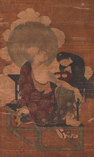 An Unknown Silk Arhat of Chinese Ink Painting