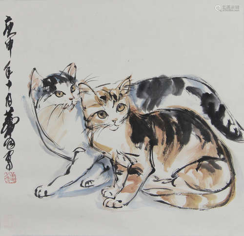 黄胄 猫 纸本 小品