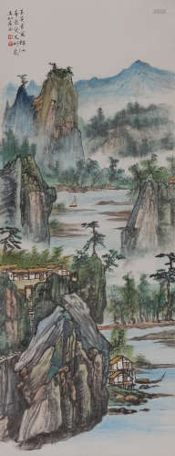 吴幻荪(1905-1975)  锦江峰峦图  设色纸本 立轴